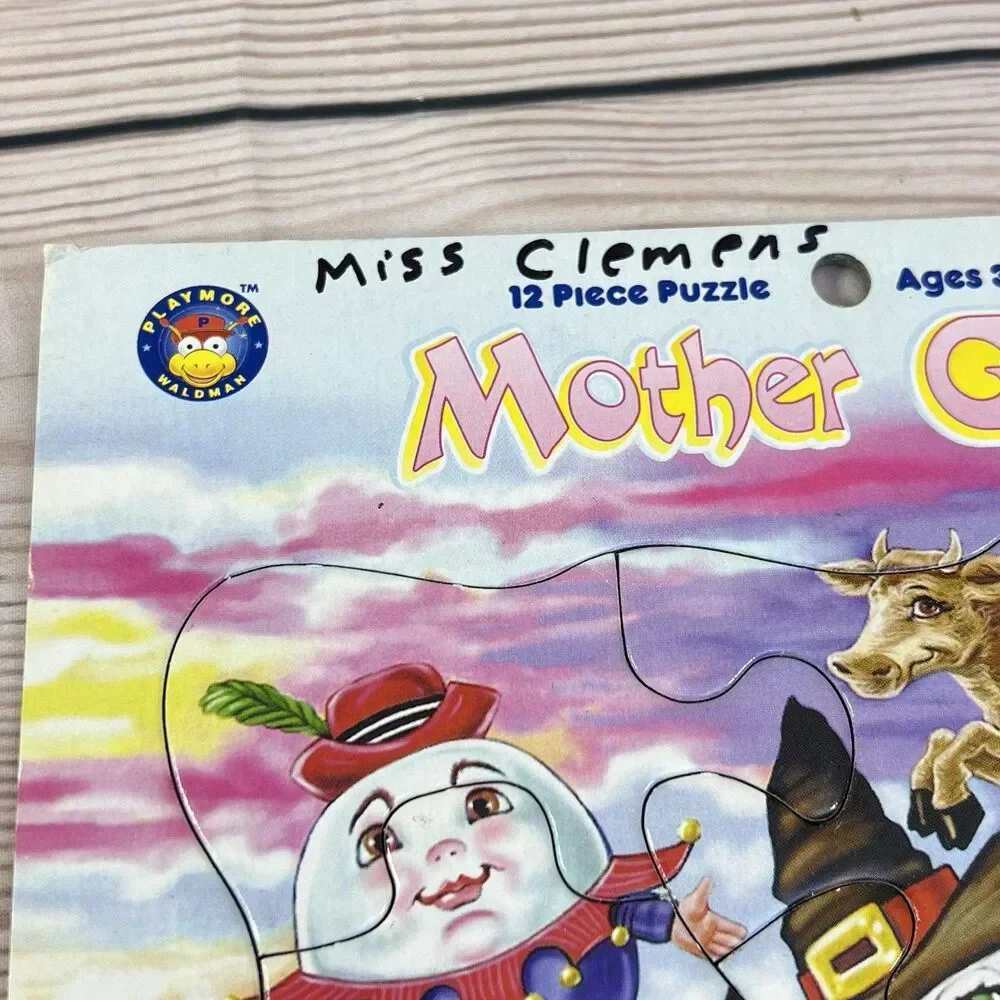 VTG 90s Playmore Kids Tray Puzzle 12pcs Lot of 4 Wizard Oz Mother Goose Weather
